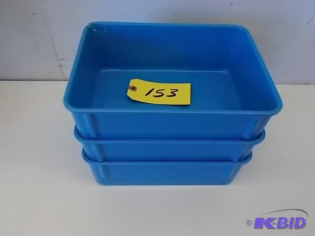 lot 153 image: (3) MFG Stack Bins, 8 x 11 x 4, New, (1) is C...