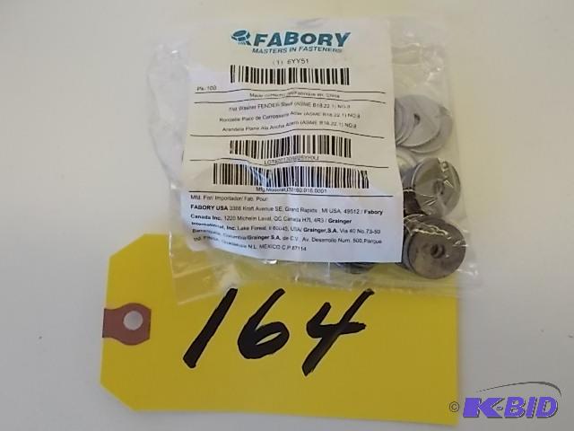 lot 164 image: Fabory 100 ct. Steel Fender Washers, No. 8, N...
