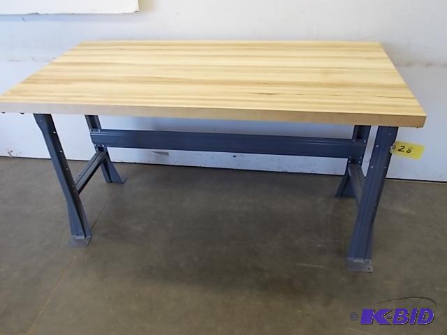 lot 28 image: Edsal Hardwood Top, Flared Leg Workbench, 30 ...