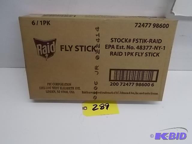 lot 289 image: 6 pk. Raid Fly Sticks, New...
