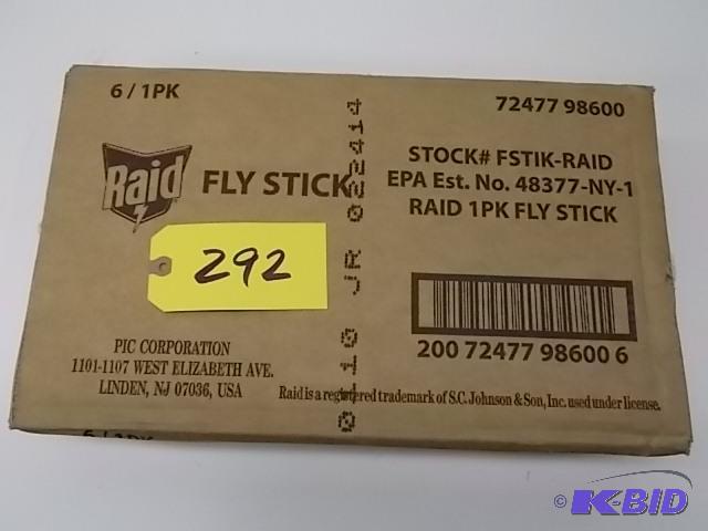 lot 292 image: 6 pk. Raid Fly Sticks, New...
