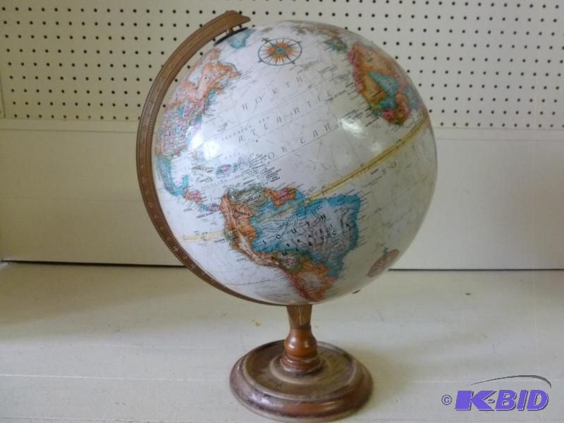 lot 136 image: Replogle World Classic 12" globe on wood...