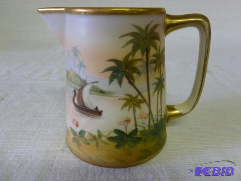 lot 160 image: Antique Nippon hand painted porcelain creamer...