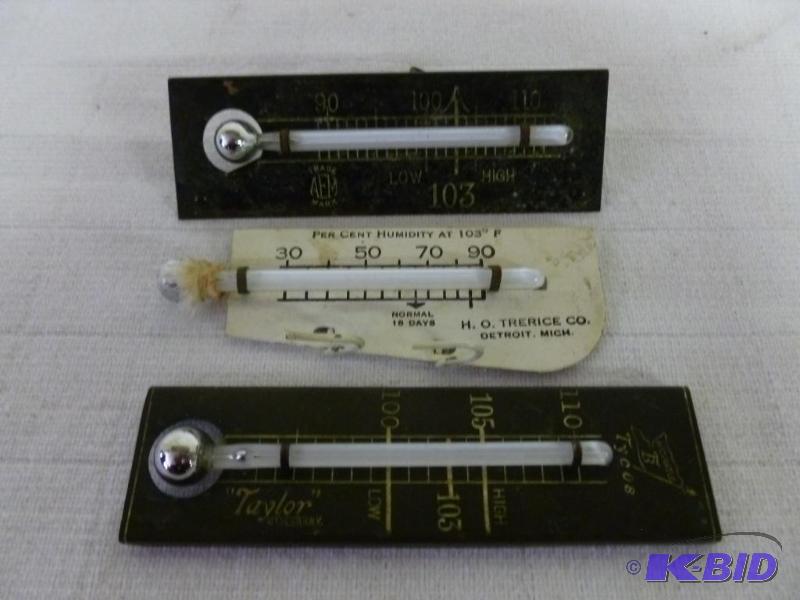 lot 166 image: Lot of three vintage metal bodied thermometer...