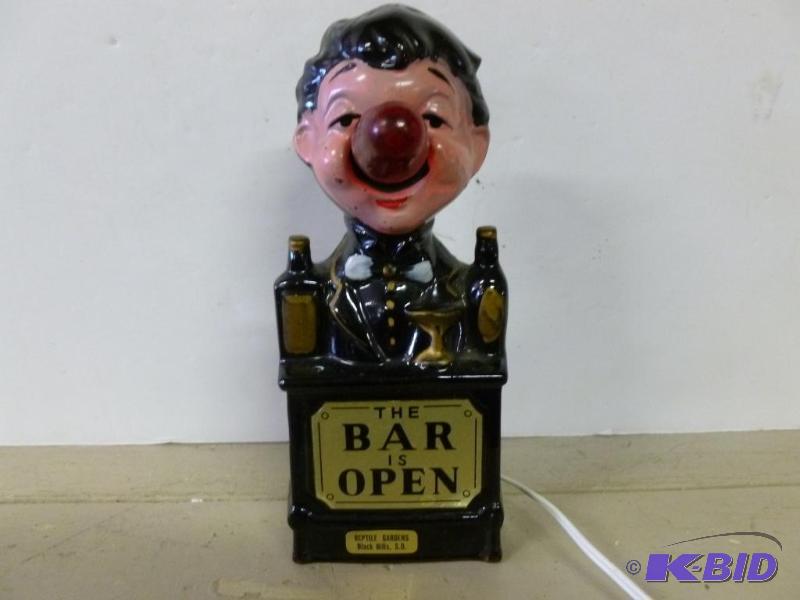 lot 170 image: Vintage " Bar Is Open " porcelain l...