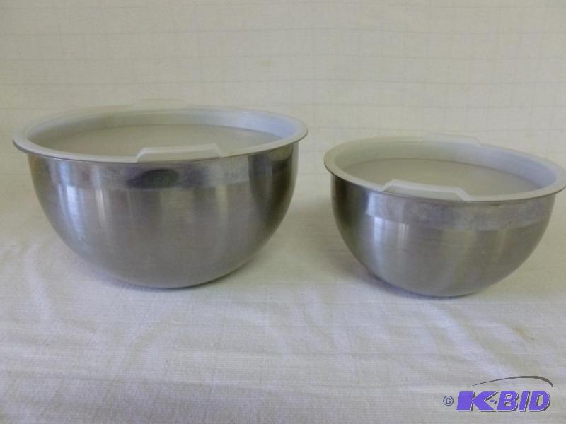 lot 171 image: Lot of two heavy gage stainless steel mixing ...