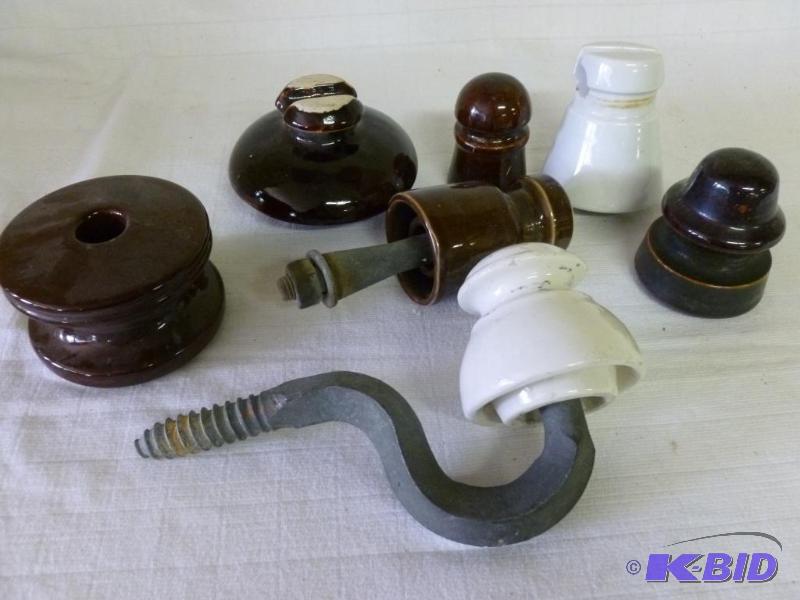 lot 185 image: Lot of seven antique insulators, two of them ...