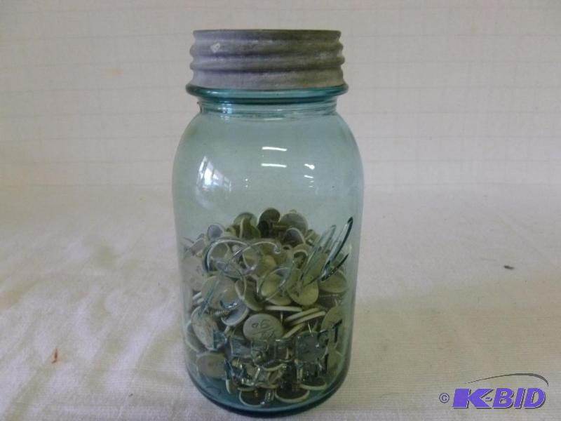 lot 209 image: Vintage Ball Perfect Mason blue glass quart c...