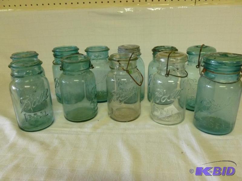 lot 211 image: Lot of eleven vintage Ball eight blue glass q...