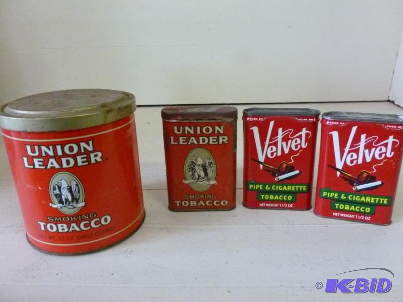 lot 220 image: Lot of four vintage metal tobacco containers,...