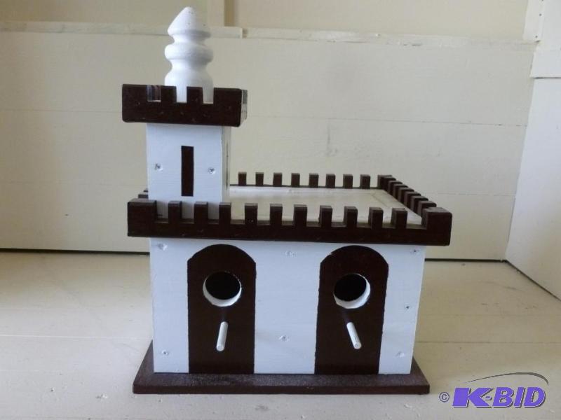 lot 228 image: Large custom made wooden castle bird house th...