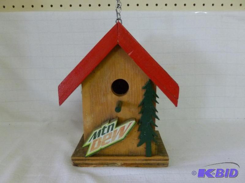 lot 229 image: Custom made wooden Mountain Dew bird house, m...