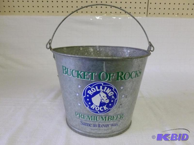 lot 26 image: Collectible Rolling Rock galvanized steel bee...