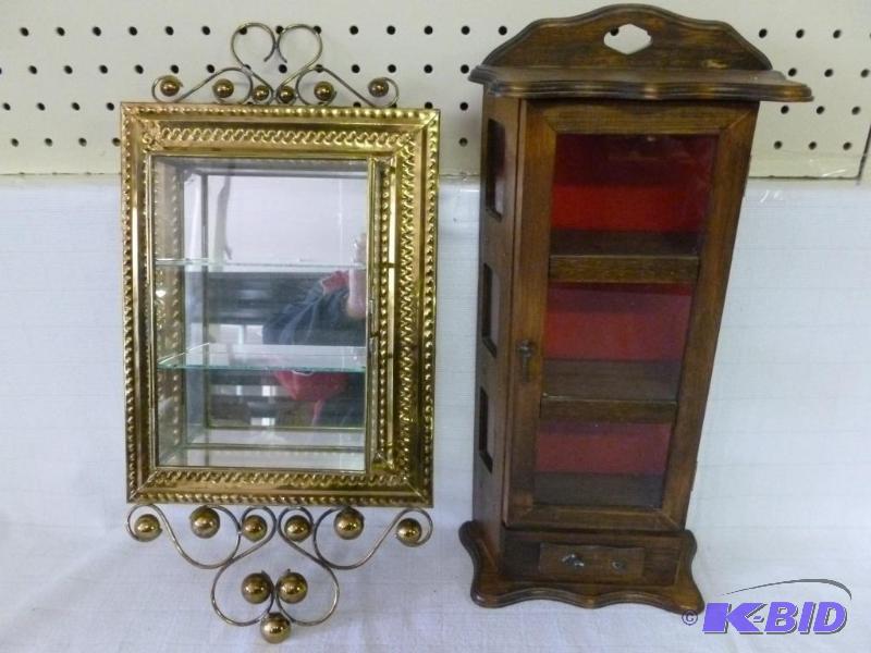 lot 275 image: This lot consists of a wooden wall display sh...