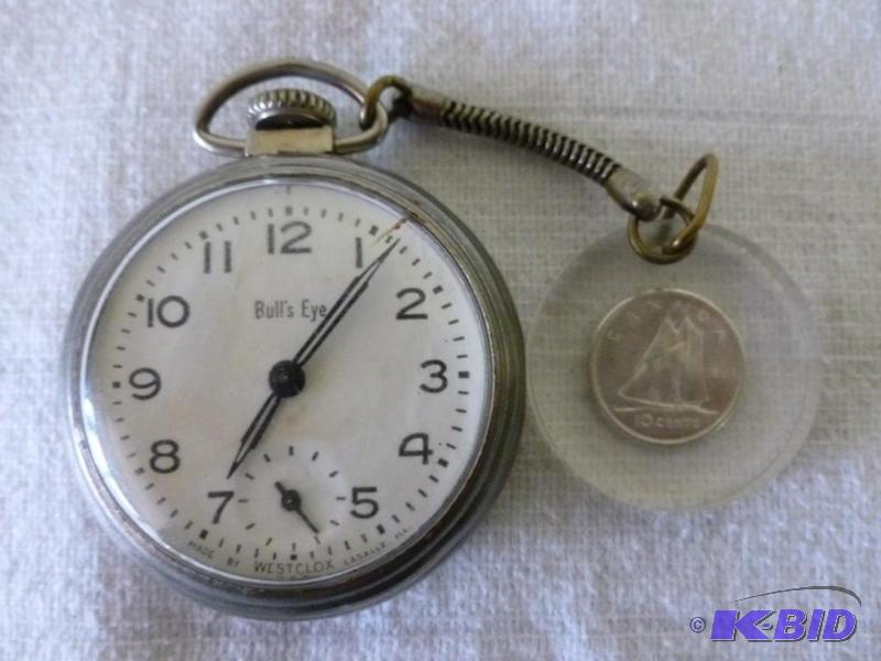 lot 276 image: Vintage Westclox Bulls Eye pocket watch with...