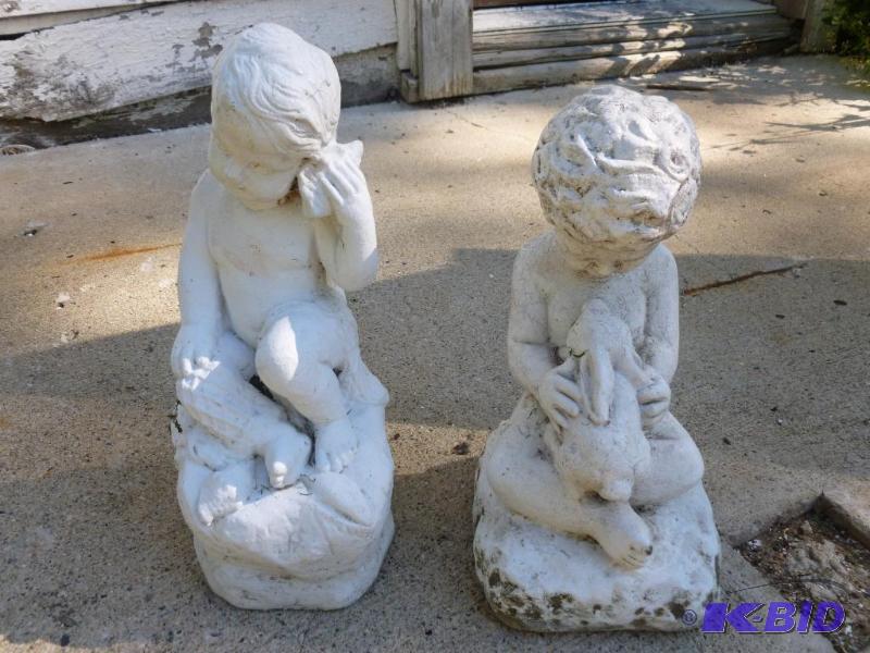 lot 300 image: Lot of two cement outdoor rock garden decorat...