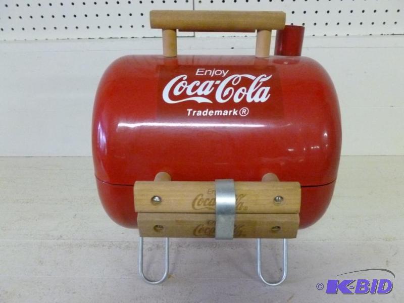 lot 51 image: Enjoy Coca-Cola metal charcoal patio grill, b...