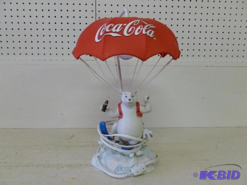 lot 52 image: Collectible Coca-Cola bear end table parachut...