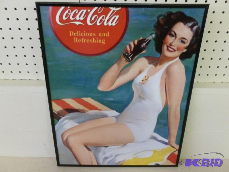 lot 56 image: Collectible Coca-Cola framed picture that mea...