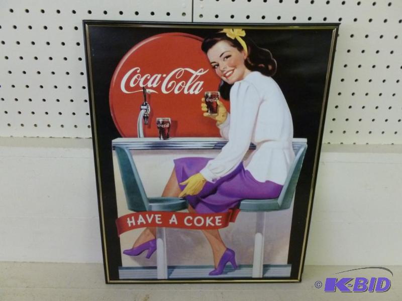 lot 57 image: Collectible Coca-Cola framed picture that mea...