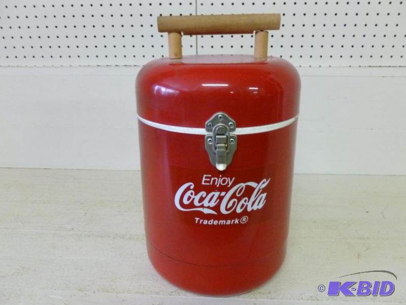 lot 62 image: Enjoy Coca-Cola metal shell soda cooler that ...