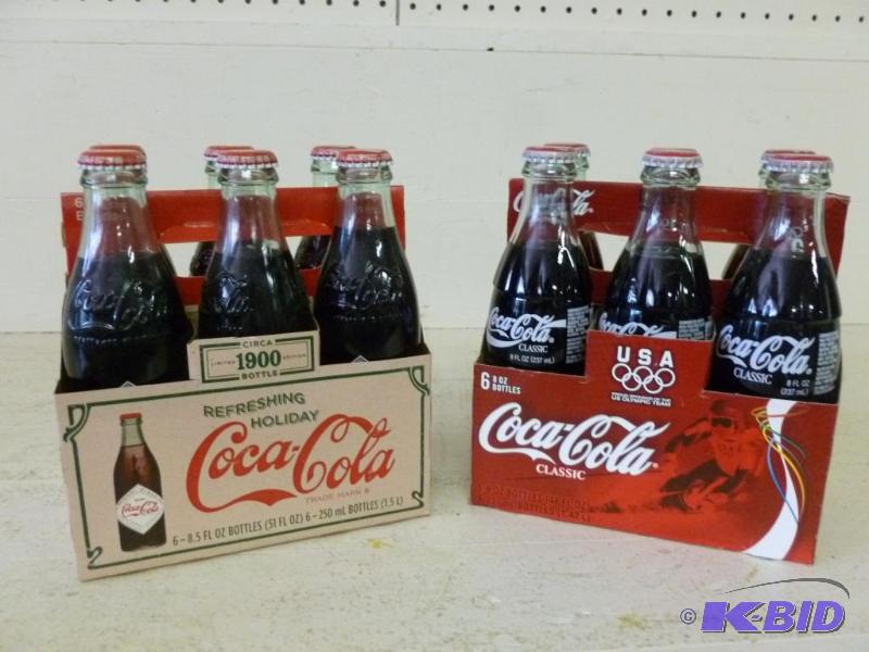 lot 80 image: Lot of two collectible Coca-Cola six pack 8 o...