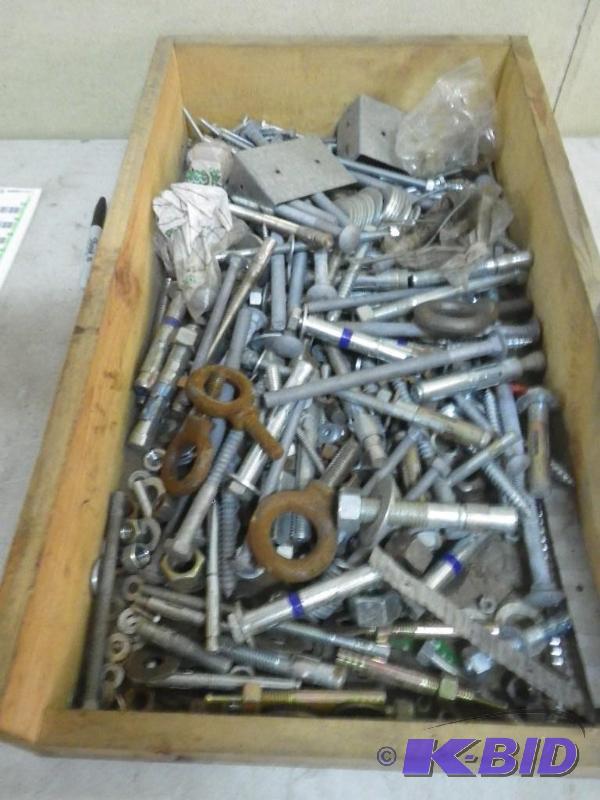 tote of lag bolts, anchors...
