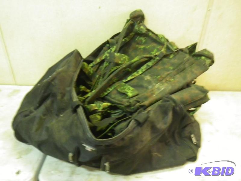 duffle bag and 3 camo backpacks...