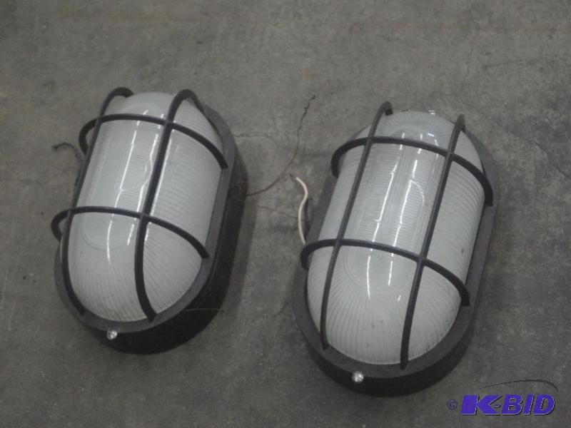 lot 19 image: (2) Oval 120Volt Outdoor Lights...