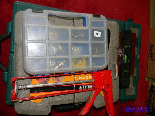 lot 102 image: Three cases with misc. tools and hardware, Du...