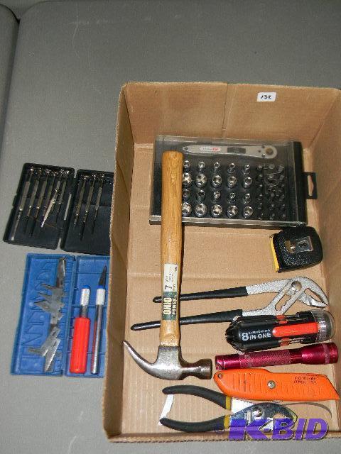 lot 132 image: Lot of misc. tools - hammer, small socket set...