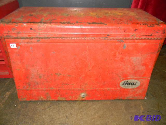 lot 95 image: Huo red tool box FULL of misc. tools...