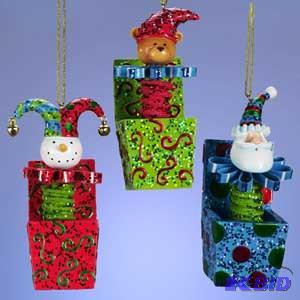 4 Sparkle Jack in the Box Ornament x3