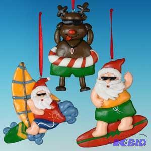 4 SantaDeer Beach Ornament x3