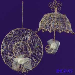 5 Gold HatUmbrella Ornament x2