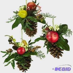 6 Newberry Pinecone Ornament x3