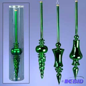 11 Green Glass Drop Ornament x3