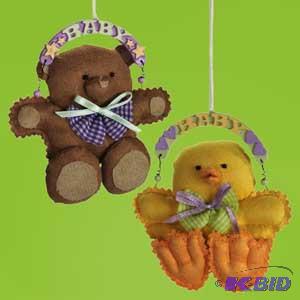 4 Baby Duck & Teddy Ornament x2