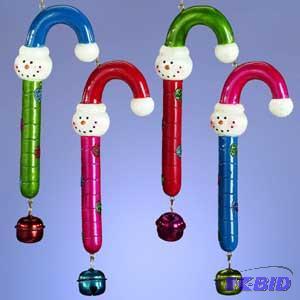 7 Snowman Candy Cane Ornament x4