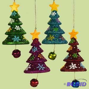 6 Glitter TreeBell Ornament x4
