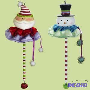8 SantaSnowman Stick Ornament x2