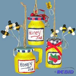 3 Resin jars wBees Ornament x3