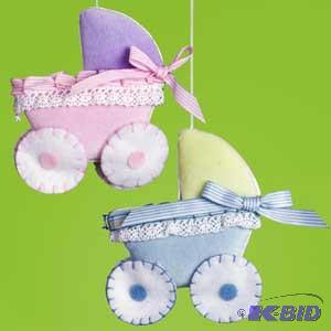 5 Fabric Baby Buggy Ornament x2