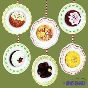 3 Dessert Plate Ornament x6