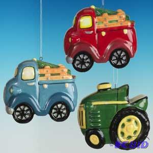 4 Cer. TractorTruck Ornament x3