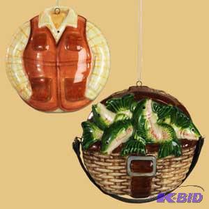 3 Fishing CreelVest Ornament x2