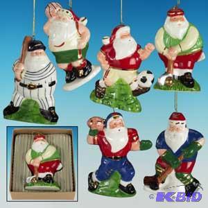 4 Ceram Santa Sport Ornament x6