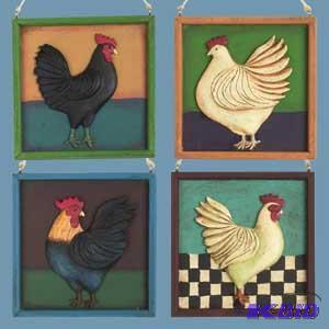 4 Framed Hen Ornament x4