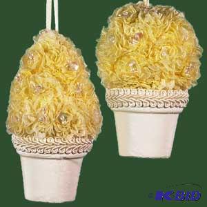 4 Ivory Pot. Topiary Ornament x2