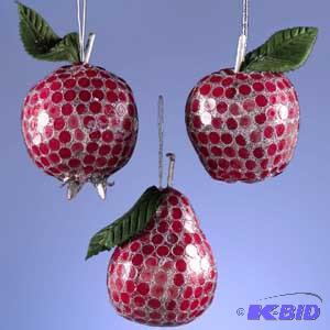 3 Silver Ruby Faceted Fruit x3